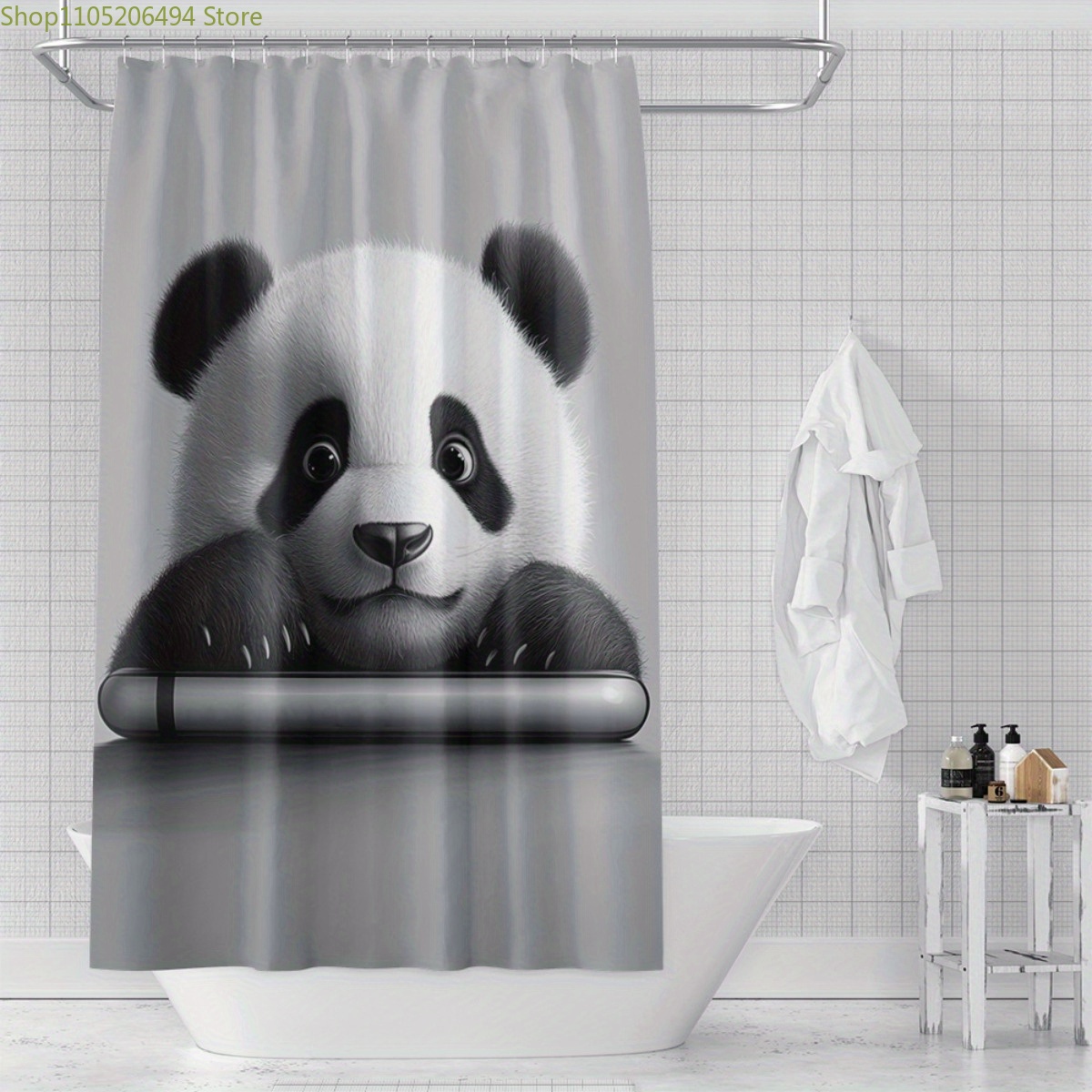 Adorable Home Bathroom Ideas - Schattig douchegordijn met panda-berenprint, schattig dierenontwerp,