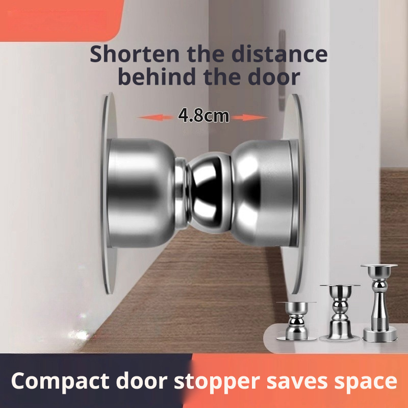 Home Bathroom Hardware - Zilverkleurige roestvrijstalen magnetische deurstopper, geruisloze deurklem,