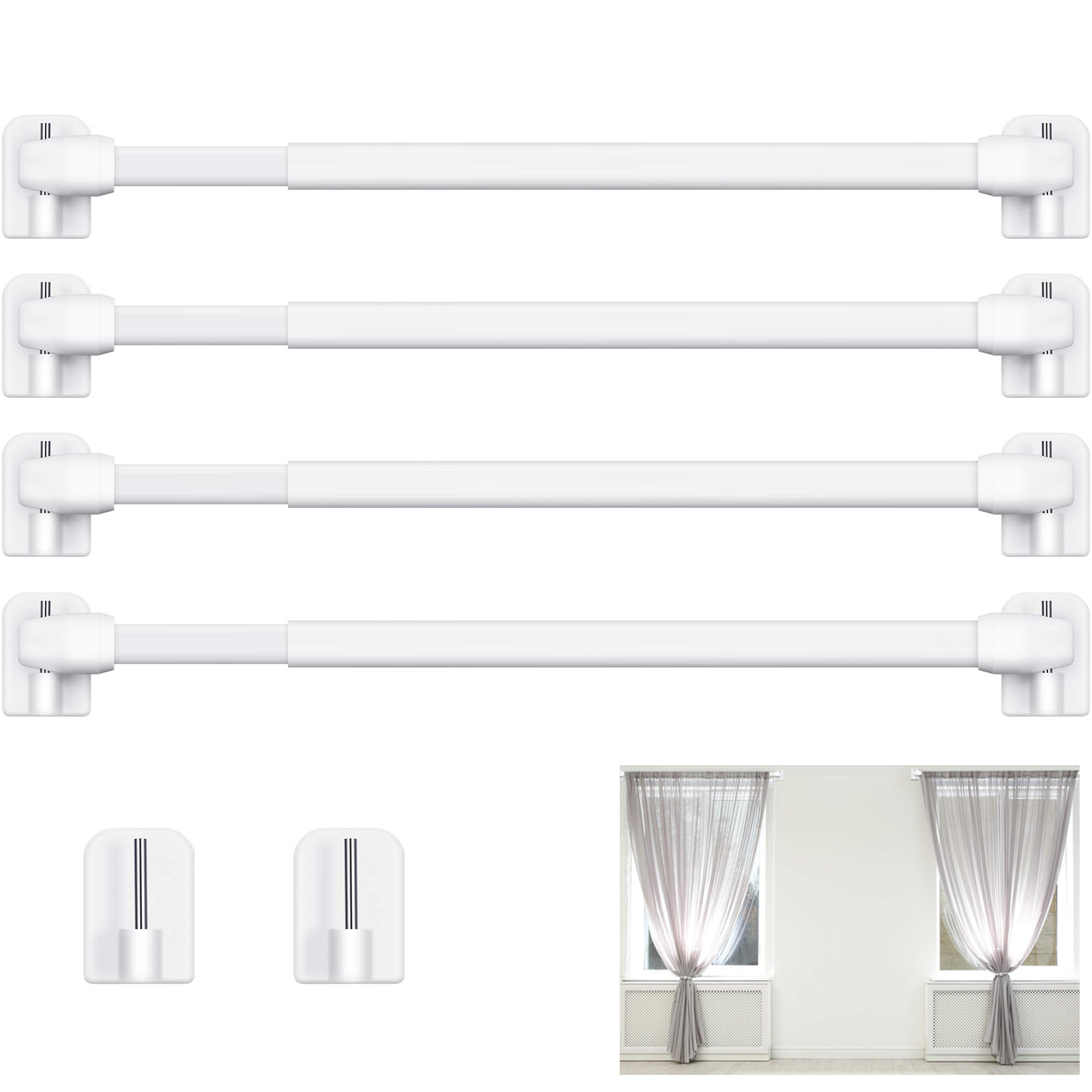 Home Bathroom Hardware - 4 stuks verstelbare gordijnroede badkamer bar