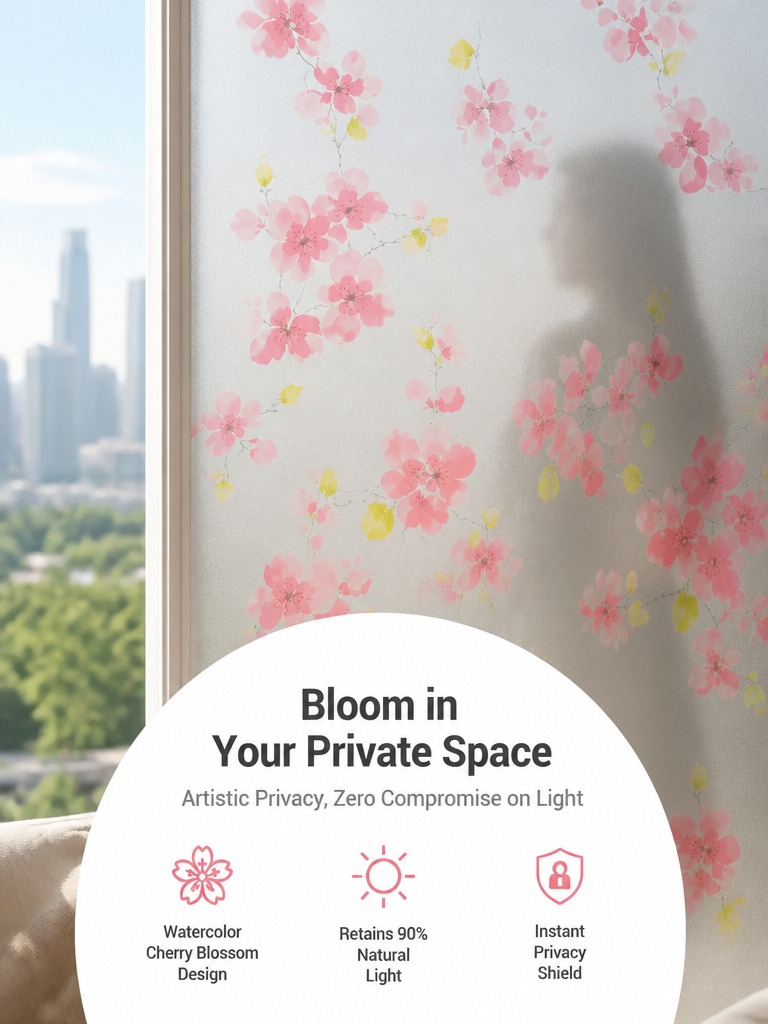 Home Office Bathroom - Frosted Privacy Window Film Doorschijnend lichtblok