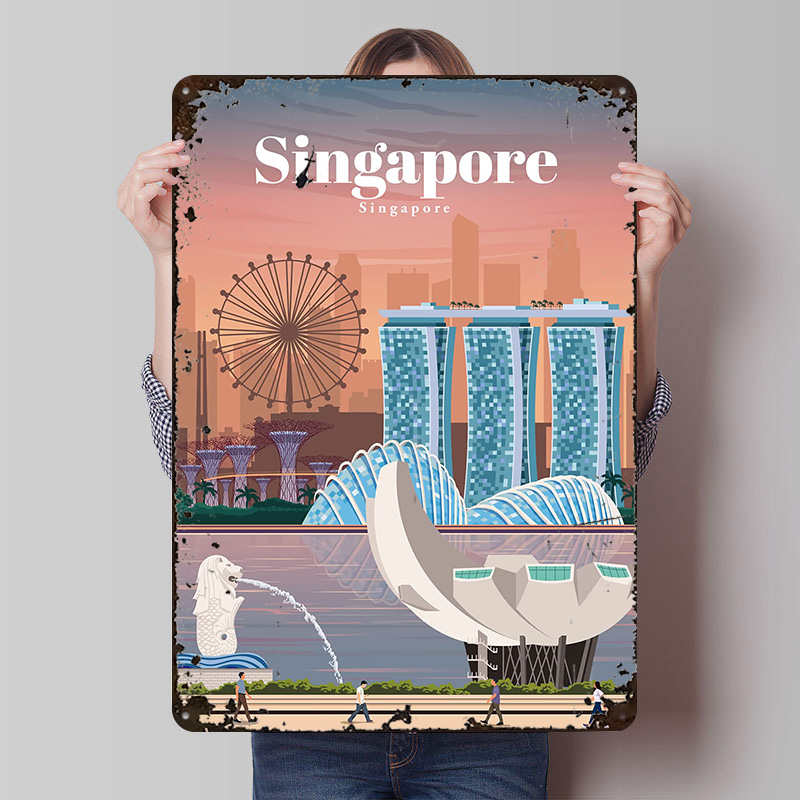 Home And Bathroom Singapore - Reizen naar Singapore Gedrukte Posters Aanpasbare