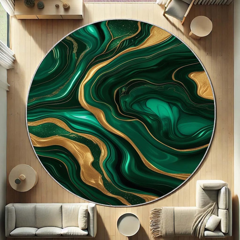 Home Bathroom Design Ideas - Emerald Moss rond tapijt, natuur groene