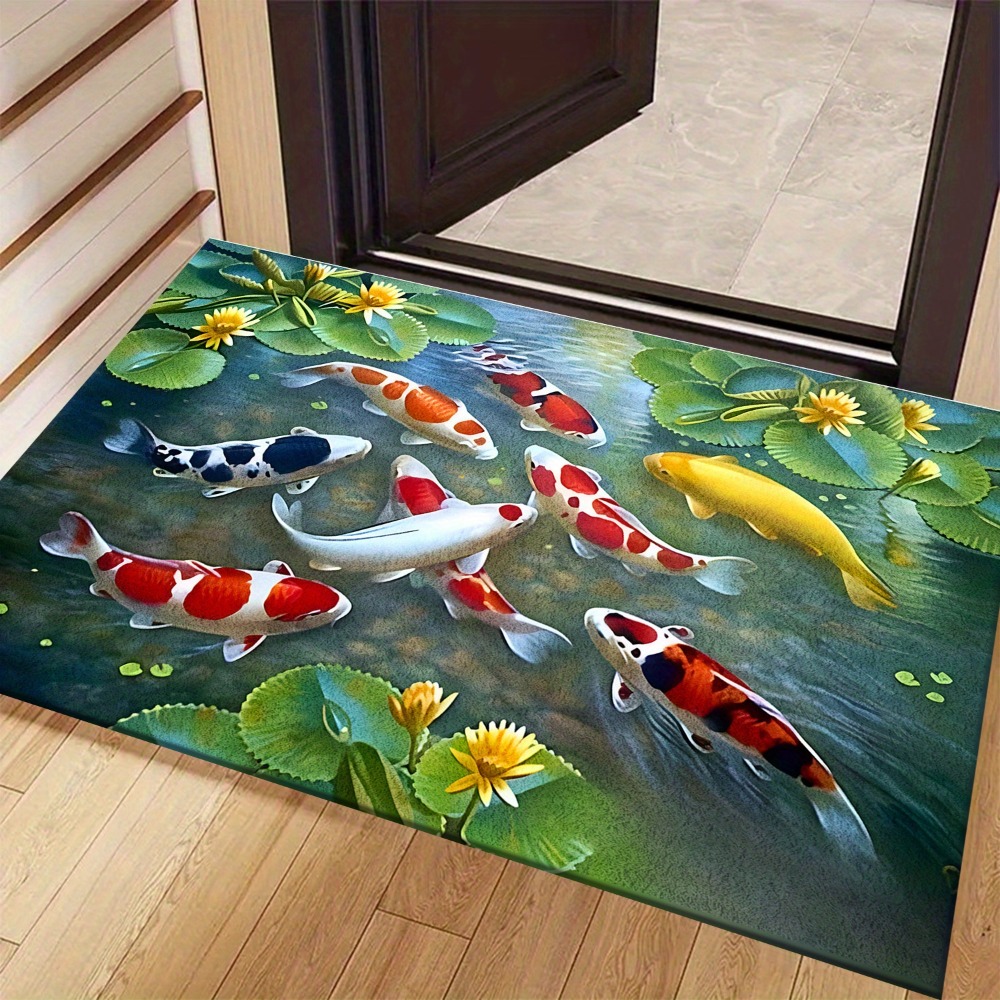 Home Bathroom Design Ideas - Levendig Koi Vijver Vis Tapijt Natuurlijk