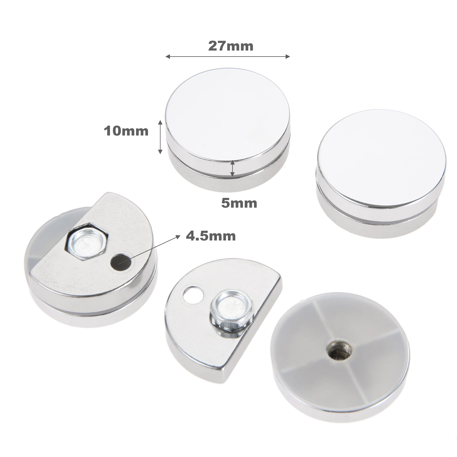 Home Hardware Bathroom Mirrors - 4 Stuks 27mm Ronde Glasklem Spiegel