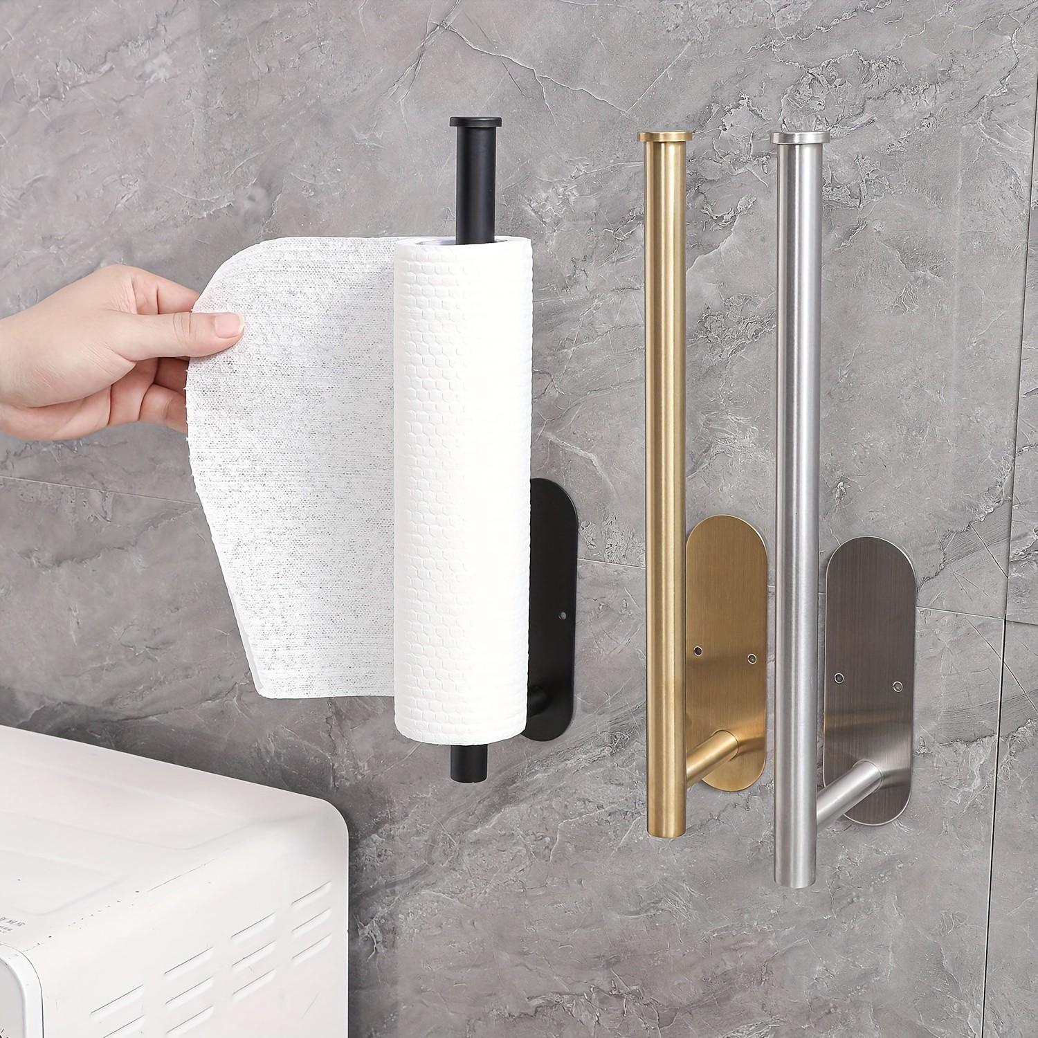Home Bathroom Wallpaper - Minimalistische roestvrijstalen wandgemonteerde handdoekhouder, ruimtebesparende papieren
