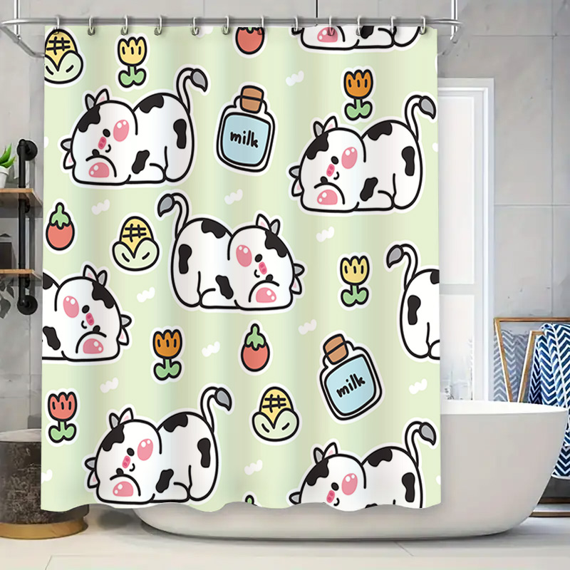 Adorable Home Bathroom Ideas - Schattig douchegordijn met koeienprint voor badkamerdecor