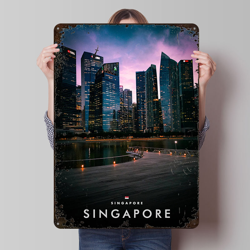 Home And Bathroom Singapore - Gevangen genomen Singapore By Night Printing