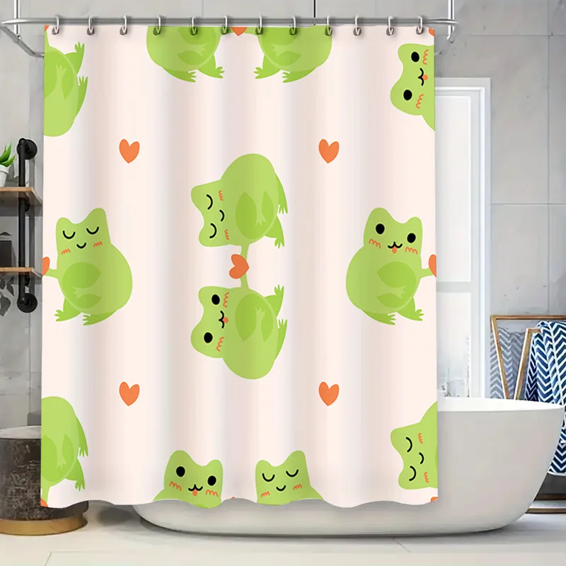 Adorable Home Bathroom Ideas - Schattige Groene Kikker Liefde Hart Douchegordijn