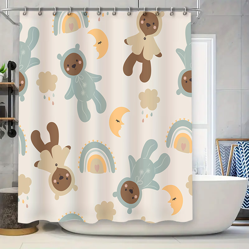 Adorable Home Bathroom Ideas - Schattige Douchegordijnset met Dierenprint voor Kinderbadkamers