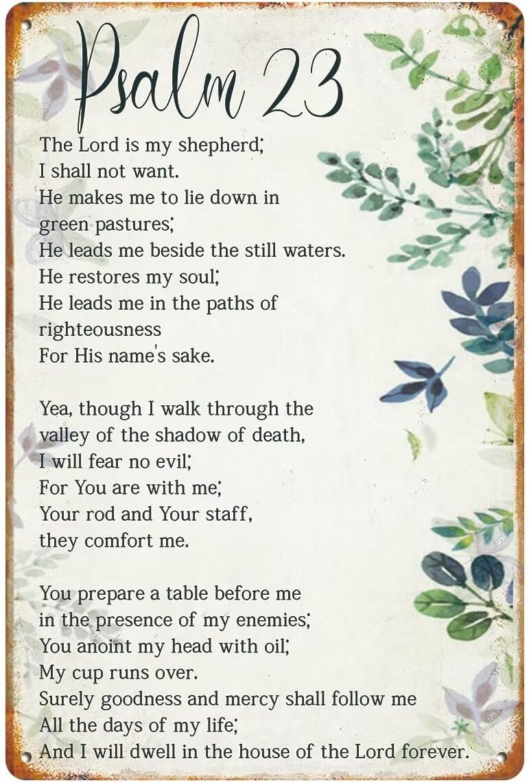 Home Office Bathroom - 1p, Bijbelvers Psalm 23 Christelijk Metalen