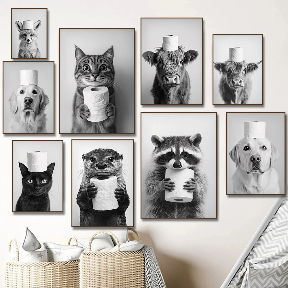 Hooglandkoe Otter Kat Wasbeer  - Home Bathroom Wallpaper recensie en prijs