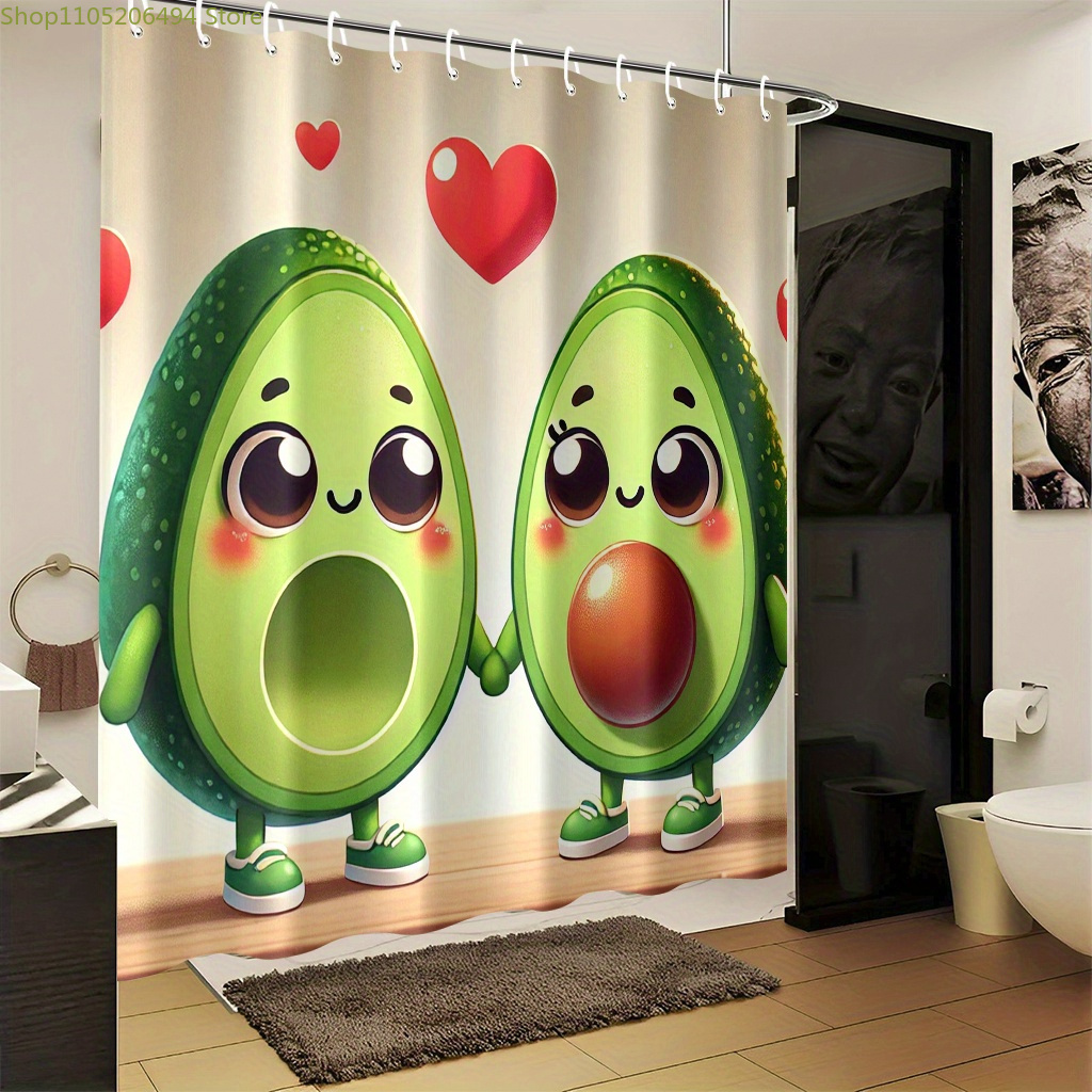 Schattig douchegordijn met avo - Home Bathroom Design Ideas recensie en prijs