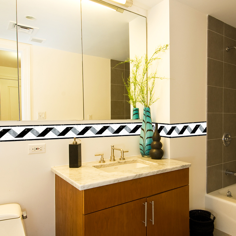Zwart Wit Gestreepte plint Tai - Home Bathroom Wallpaper recensie en prijs